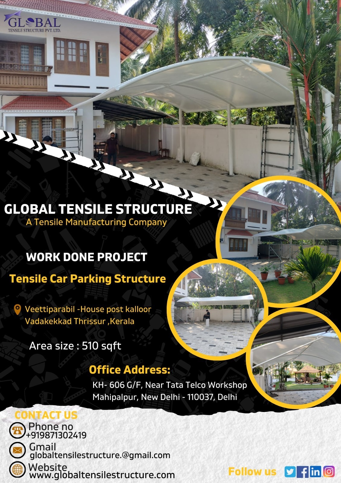 TENSILE CAR PARKING STRUCTURE (THRISSUR-KERALA)